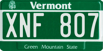 VT license plate XNF807