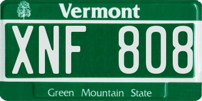 VT license plate XNF808