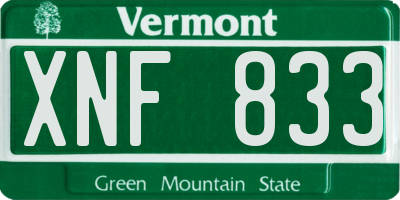 VT license plate XNF833