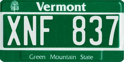 VT license plate XNF837