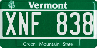 VT license plate XNF838