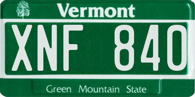 VT license plate XNF840