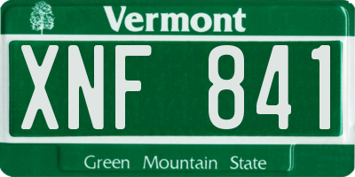 VT license plate XNF841