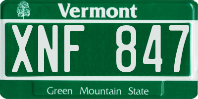 VT license plate XNF847