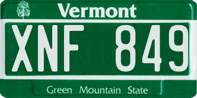 VT license plate XNF849
