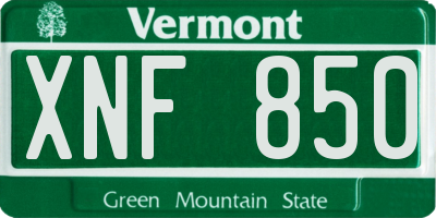 VT license plate XNF850