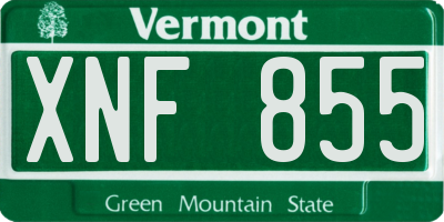 VT license plate XNF855