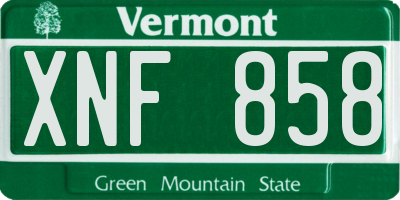 VT license plate XNF858