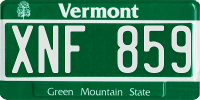 VT license plate XNF859