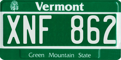 VT license plate XNF862