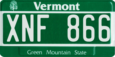 VT license plate XNF866