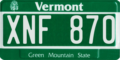 VT license plate XNF870
