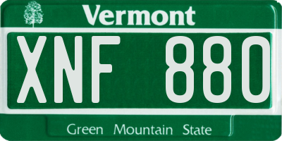 VT license plate XNF880
