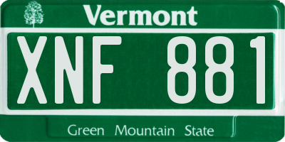 VT license plate XNF881