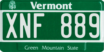 VT license plate XNF889