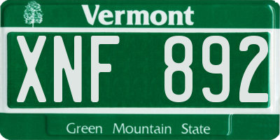 VT license plate XNF892