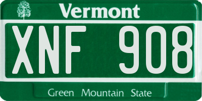 VT license plate XNF908