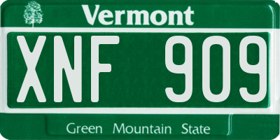 VT license plate XNF909