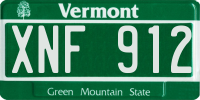VT license plate XNF912