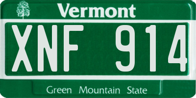 VT license plate XNF914