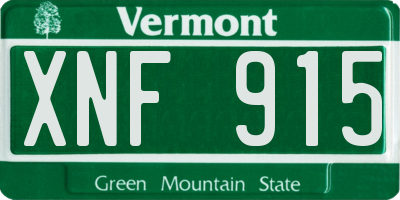 VT license plate XNF915