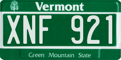 VT license plate XNF921
