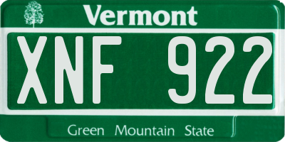 VT license plate XNF922
