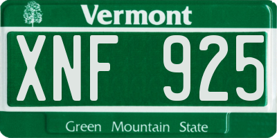 VT license plate XNF925