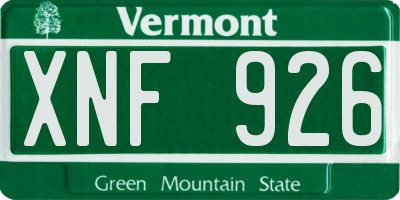 VT license plate XNF926