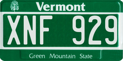 VT license plate XNF929