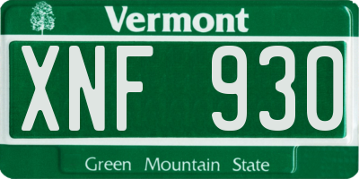 VT license plate XNF930