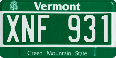 VT license plate XNF931