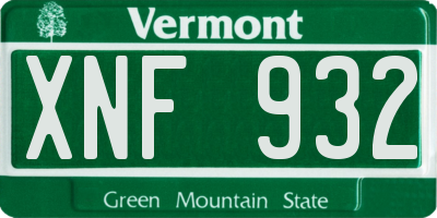 VT license plate XNF932