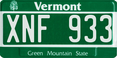 VT license plate XNF933