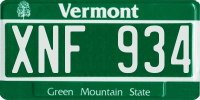 VT license plate XNF934