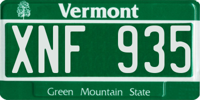 VT license plate XNF935