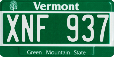 VT license plate XNF937
