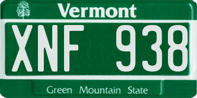 VT license plate XNF938