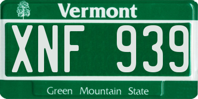 VT license plate XNF939