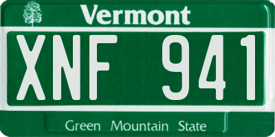 VT license plate XNF941