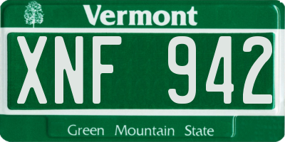 VT license plate XNF942