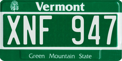 VT license plate XNF947
