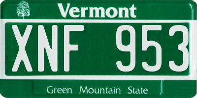VT license plate XNF953