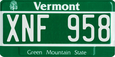 VT license plate XNF958