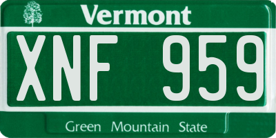 VT license plate XNF959