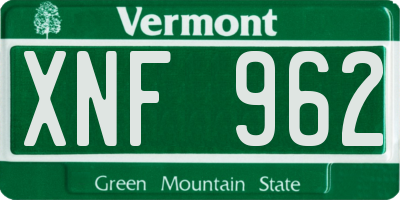 VT license plate XNF962