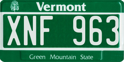 VT license plate XNF963