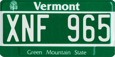 VT license plate XNF965