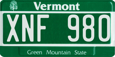 VT license plate XNF980