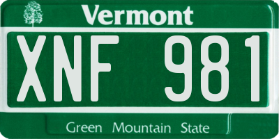 VT license plate XNF981